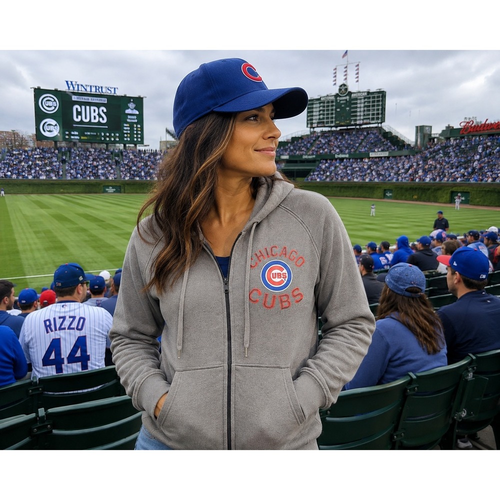 5th & Ocean Chicago Cubs Full Zip Hoodie Women's Small Gray MLB Genuine